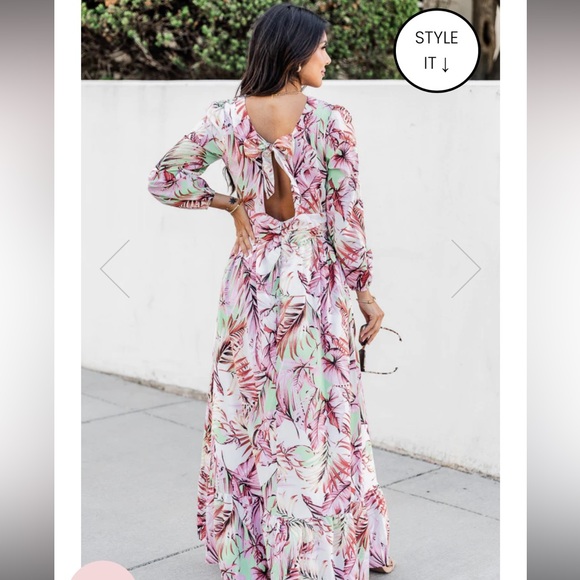 Pink Lily Where I Want To Be Tropical Printed Maxi Dress - Picture 4 of 12